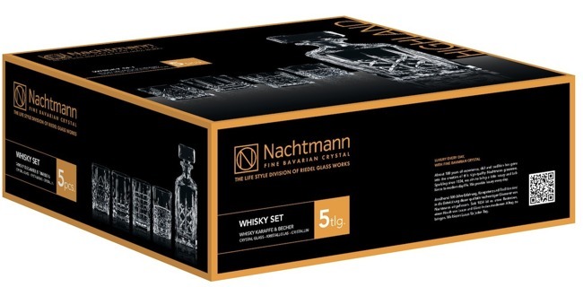 058 Набор для виски (5 предметов) Nachtmann HIGHLAND - Декантер + 4 стакана 345 мл.